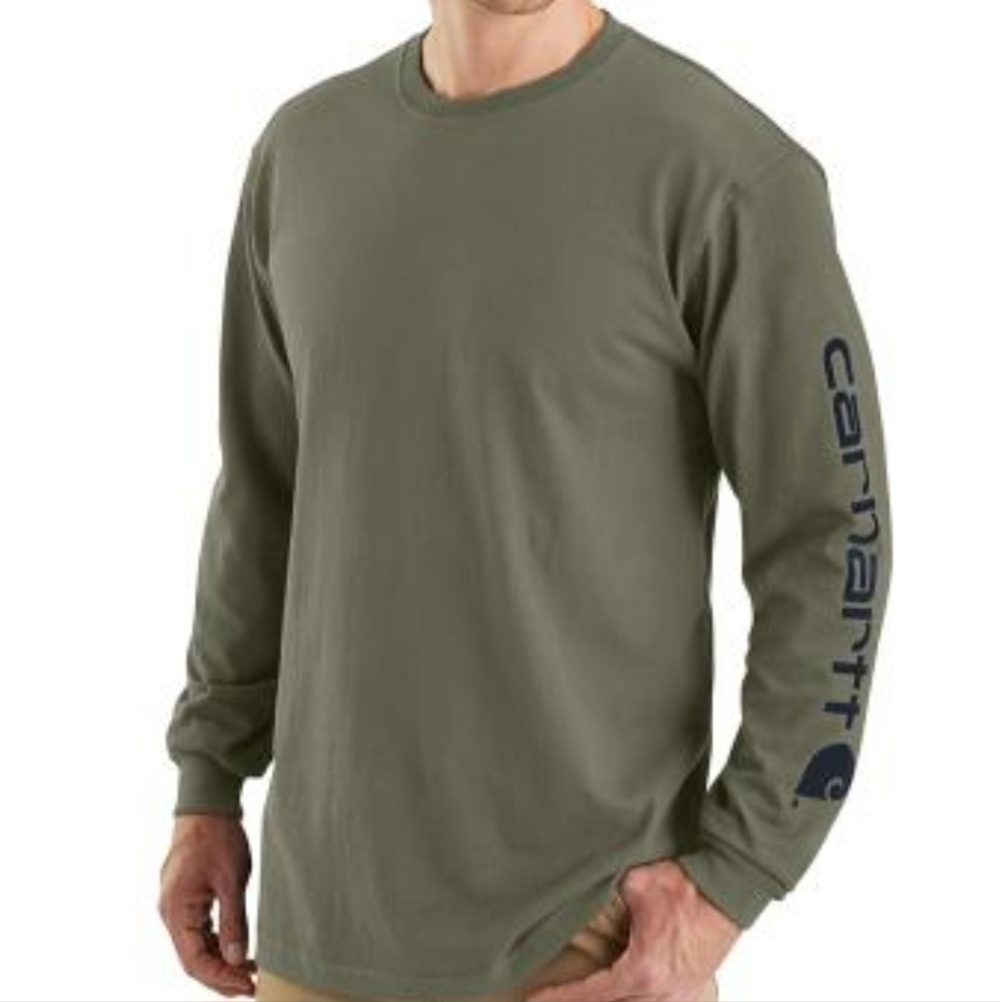Carhartt Loose-Fit Heavyweight Logo Sleeve Graphic Long-Sleeve T-Shirt Green XLT
